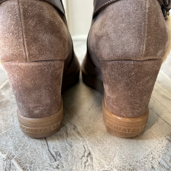 Aquatalia Cameron Waterproof Faux-Fur Trimmed Suede Wedge Bootie, Size 9.5 Women - Picture 9 of 11